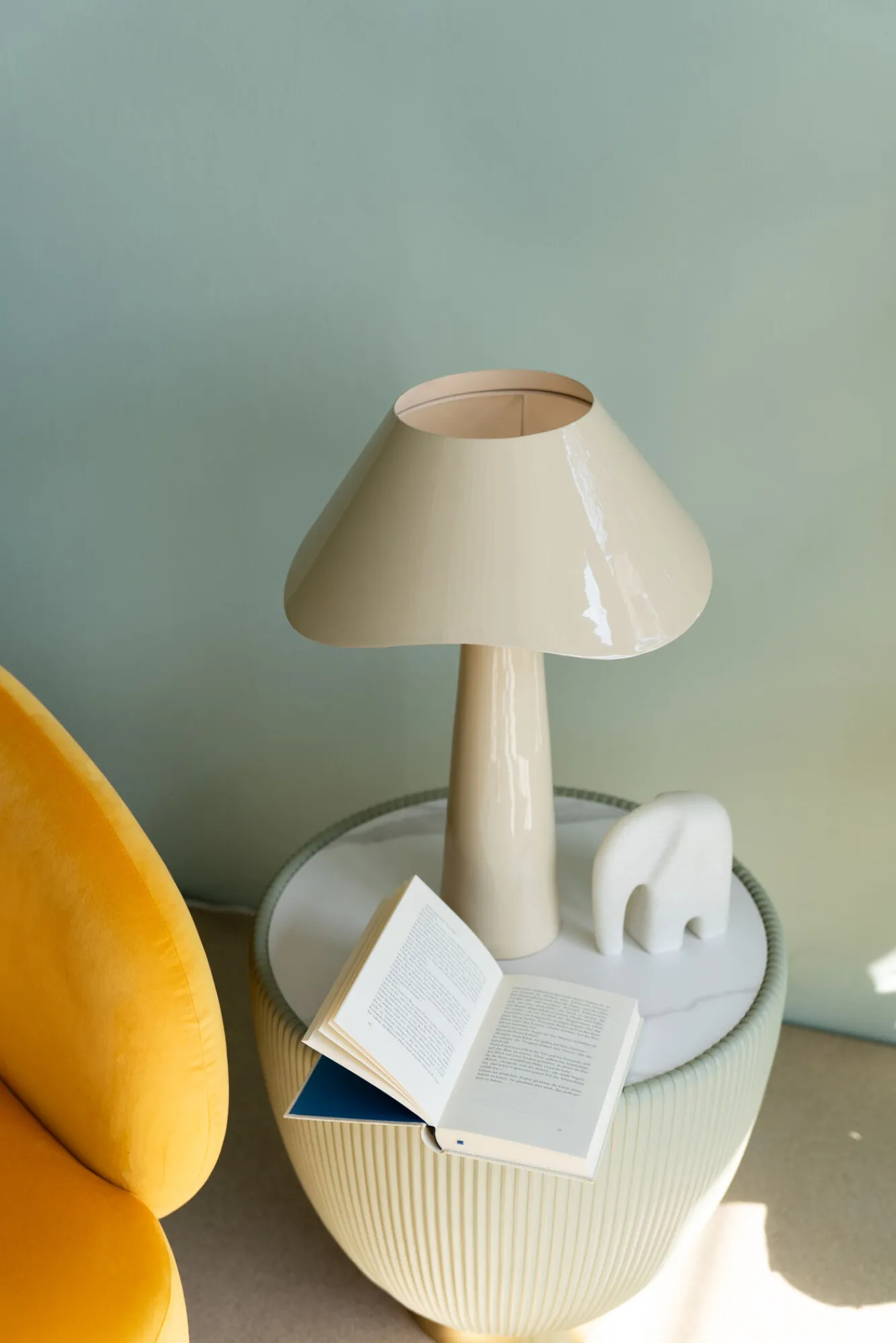 New KARE Design Lampa stołowa stalowa w kolorze ecru Ø34x49 cm - KARE