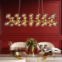 Best KARE Design Lampa wisząca Atomic Balls 140 cm złota - klosze przydymione - KARE