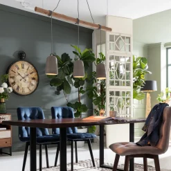 Hot KARE Design Lampa wisząca Dining 120x120 cm szaro-drewniana - KARE