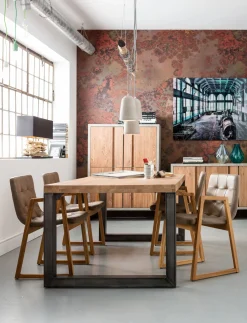 Hot KARE Design Lampa wisząca Dining 120x120 cm szaro-drewniana - KARE