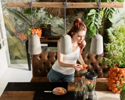 Hot KARE Design Lampa wisząca Dining 120x120 cm szaro-drewniana - KARE