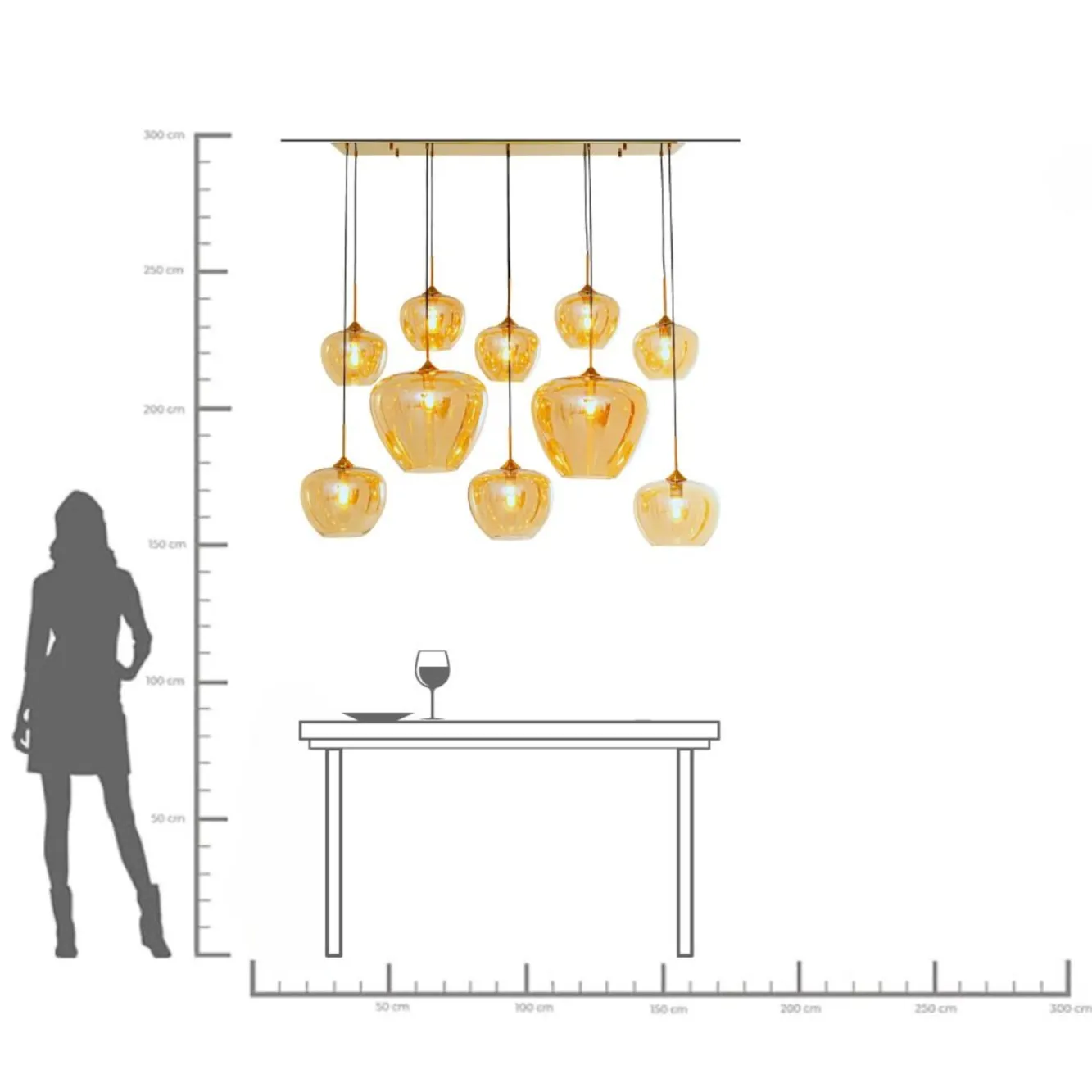 Outlet KARE Design Lampa wisząca do salonu klosze bursztynowe szklane 110x160 cm - KARE