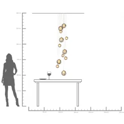 Fashion KARE Design Lampa wisząca klosze szklane chromowe 12xG9 200 cm - KARE