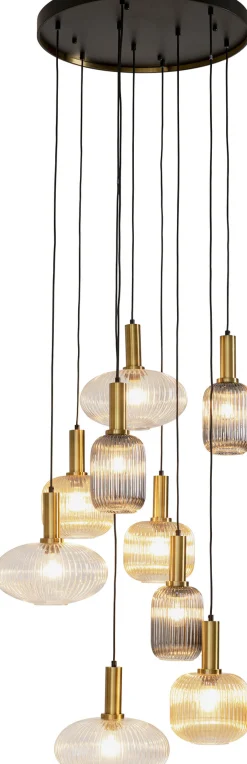 Best KARE Design Lampa wisząca klosze szklane oprawki złote Ø80 cm - KARE