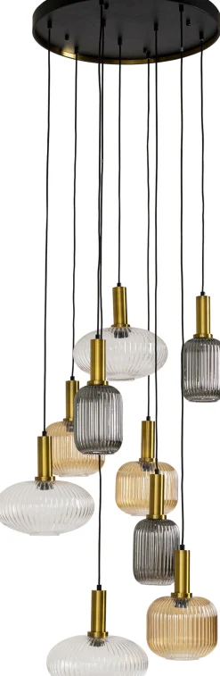 Best KARE Design Lampa wisząca klosze szklane oprawki złote Ø80 cm - KARE