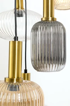 Best KARE Design Lampa wisząca klosze szklane oprawki złote Ø80 cm - KARE