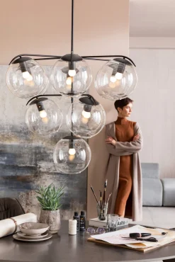 Clearance KARE Design Lampa wisząca Lasmina 91x110 cm czarna - klosze szklane - KARE