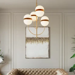 Hot KARE Design Lampa wisząca Leisha Bunch 76x100 cm biało-złota - KARE