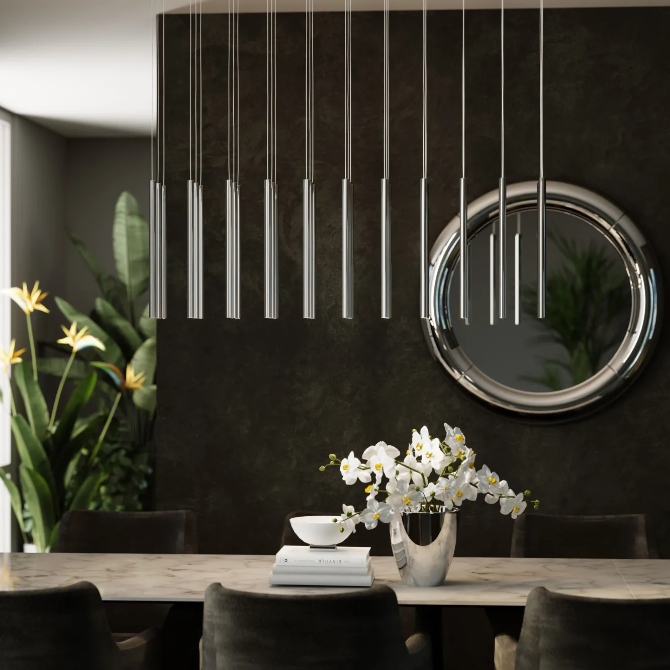 New KARE Design Lampa wisząca Living Vegas LED 120x200 cm chromowa - KARE