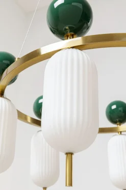 New KARE Design Lampa wisząca nowoczesna złota klosze szklane białe Ø68 cm - KARE