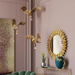 Clearance KARE Design Lampa wisząca Owl 57x28 cm złota - KARE