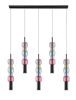 Clearance KARE Design Lampa wisząca stal czarna i kolorowe szkło 100x61 cm - KARE