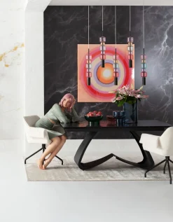 Clearance KARE Design Lampa wisząca stal czarna i kolorowe szkło 100x61 cm - KARE