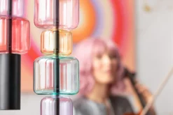 Clearance KARE Design Lampa wisząca stal czarna i kolorowe szkło 100x61 cm - KARE