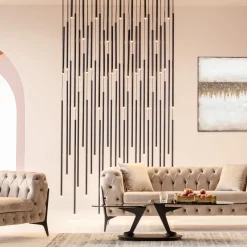 Fashion KARE Design Lampa wisząca XXL LED tuby czarna matowa 154x320 cm - KARE