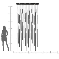 Fashion KARE Design Lampa wisząca XXL LED tuby czarna matowa 154x320 cm - KARE