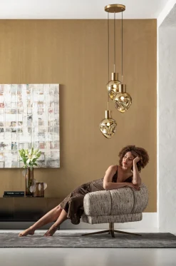 Hot KARE Design Lampa wisząca złota 3L stal i szkło Ø45x160 cm - KARE