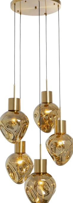 Clearance KARE Design Lampa wisząca złota 5L stal i szkło Ø50x160 cm - KARE