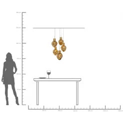 Clearance KARE Design Lampa wisząca złota 5L stal i szkło Ø50x160 cm - KARE