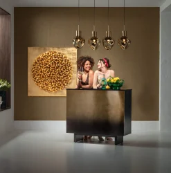 Discount KARE Design Lampa wisząca złota 4L stal i szkło 110 cm - KARE