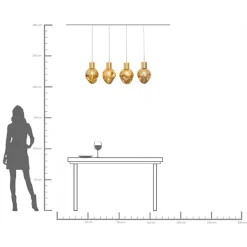Discount KARE Design Lampa wisząca złota 4L stal i szkło 110 cm - KARE
