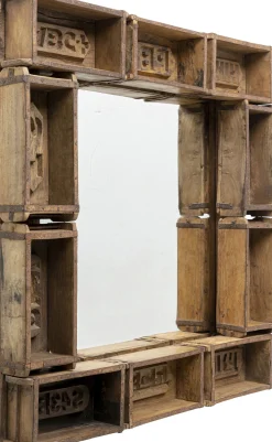 Outlet KARE Design Lustro do salonu rustykalne rama drewno z recyklingu 90x90 cm - KARE