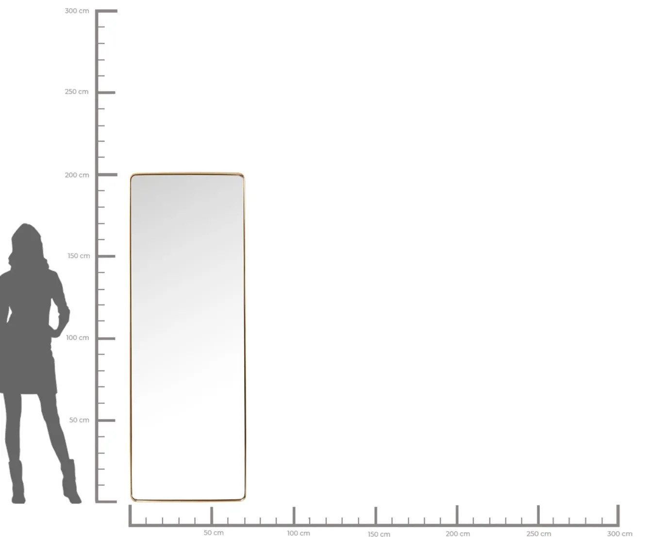 Clearance KARE Design Lustro stojące Curve Rectangular 200x70cm mosiężne - KARE