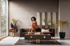 Discount KARE Design Lustro wiszące Clip 177x32 cm mosiężne - KARE