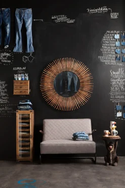 Clearance KARE Design Lustro wiszące Sunlight ∅120 cm drewniane - KARE