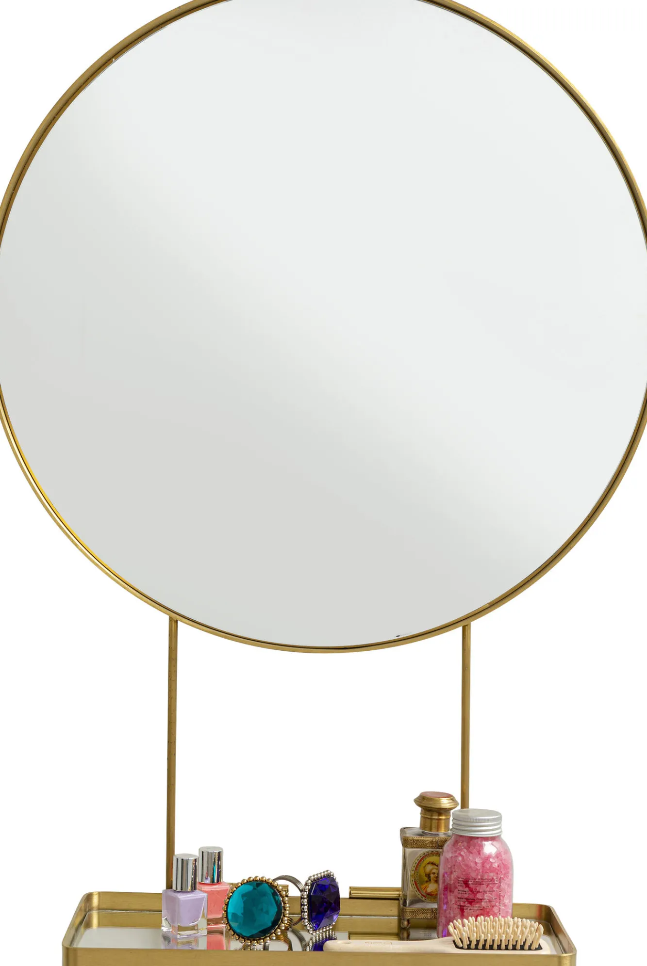 Discount KARE Design Lustro wiszące z półką Art ∅60 cm złote - KARE