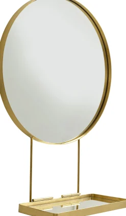 Discount KARE Design Lustro wiszące z półką Art ∅60 cm złote - KARE