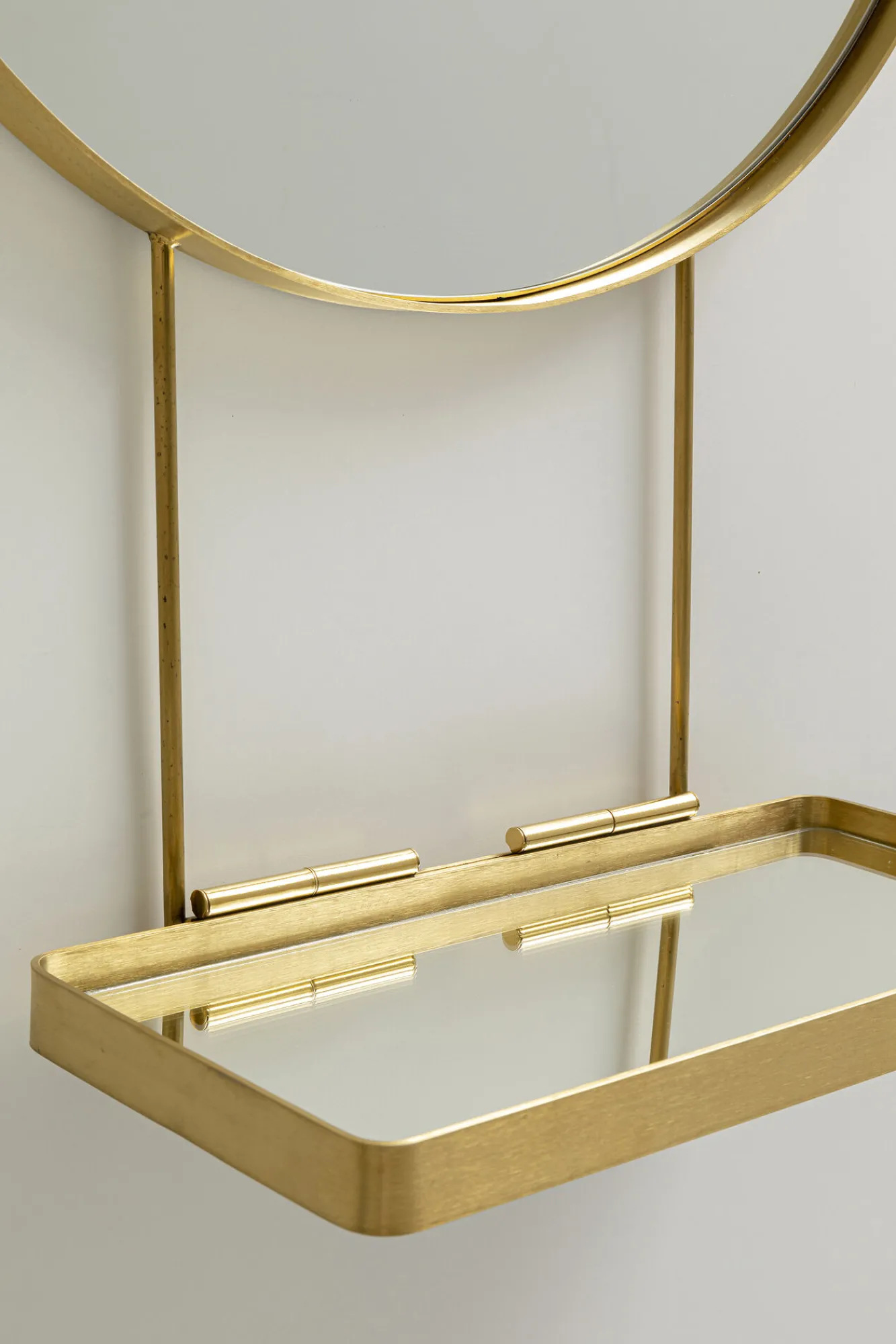 Discount KARE Design Lustro wiszące z półką Art ∅60 cm złote - KARE