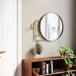 Discount KARE Design Lustro z wieszakami okrągłe złote Ø65 cm - KARE