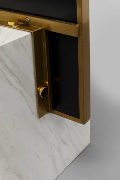 Outlet KARE Design Lustro ze złotą ramą 46x180 cm podstawa z marmuru biała - KARE