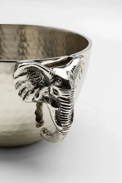 Clearance KARE Design Misa dekoracyjna srebrna z aluminium uchwyty z motywem słonia 23x18 cm - KARE