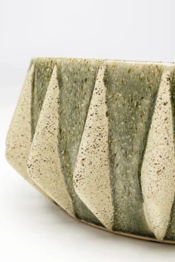 Clearance KARE Design Misa dekoracyjna z kamionki beżowo-zielona Ø30 cm - KARE