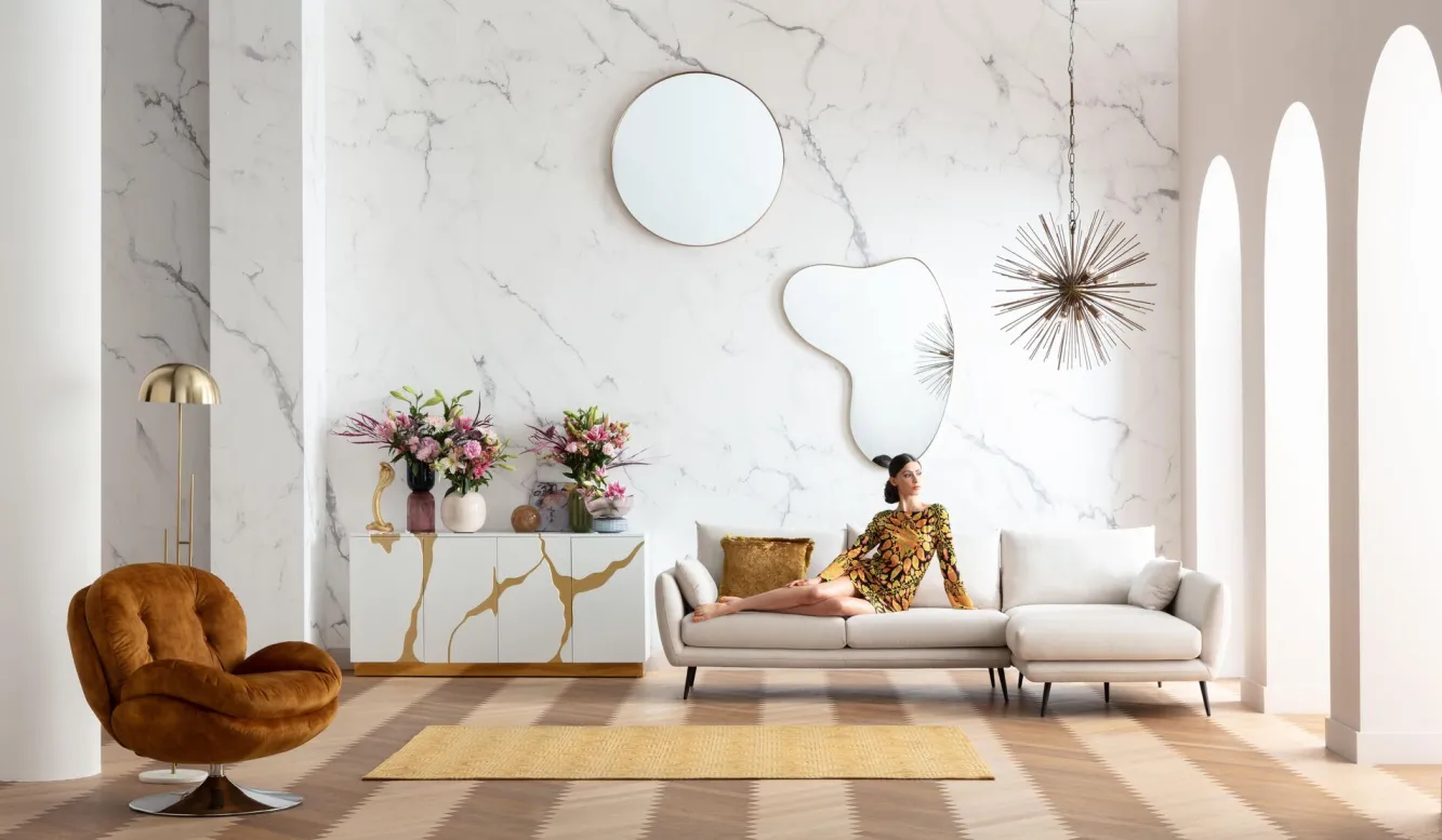 Hot KARE Design Narożnik Amalfi 275x159 cm kremowy prawy - KARE