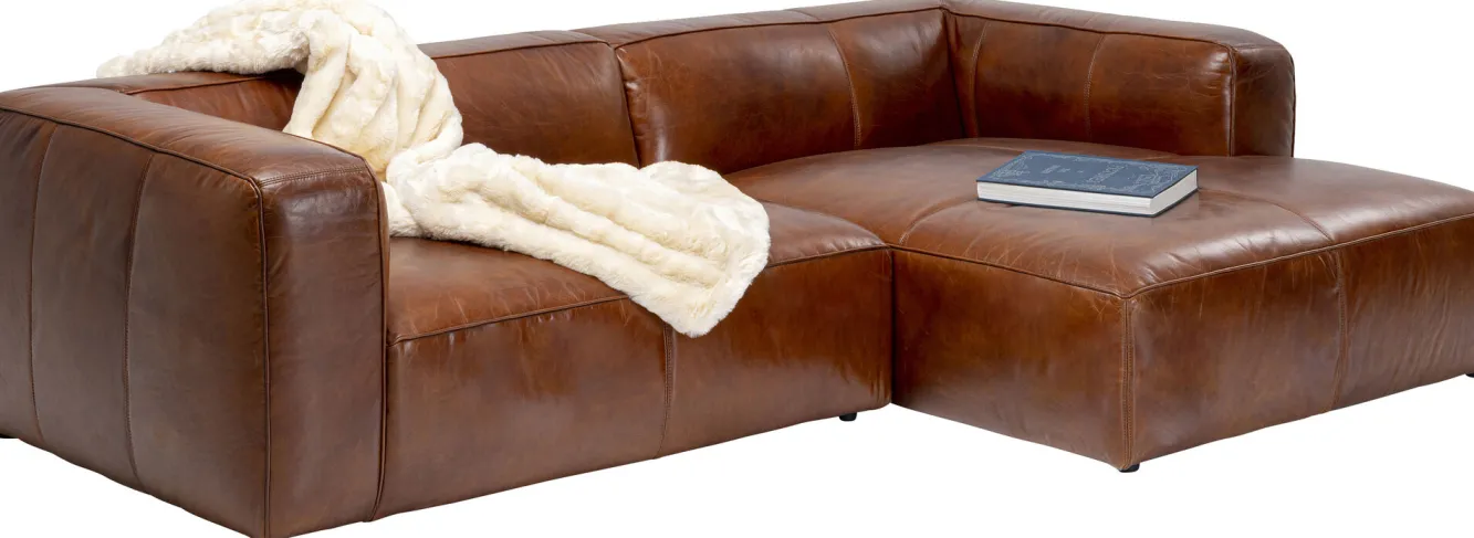 New KARE Design Narożnik Cubetto 270x170 cm brązowy skóra naturalna - prawy - KARE