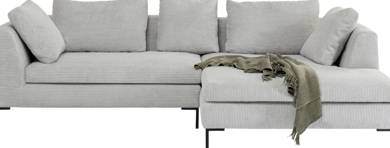 Fashion KARE Design Narożnik Gianni Cord 290x167 cm szary prawy - KARE