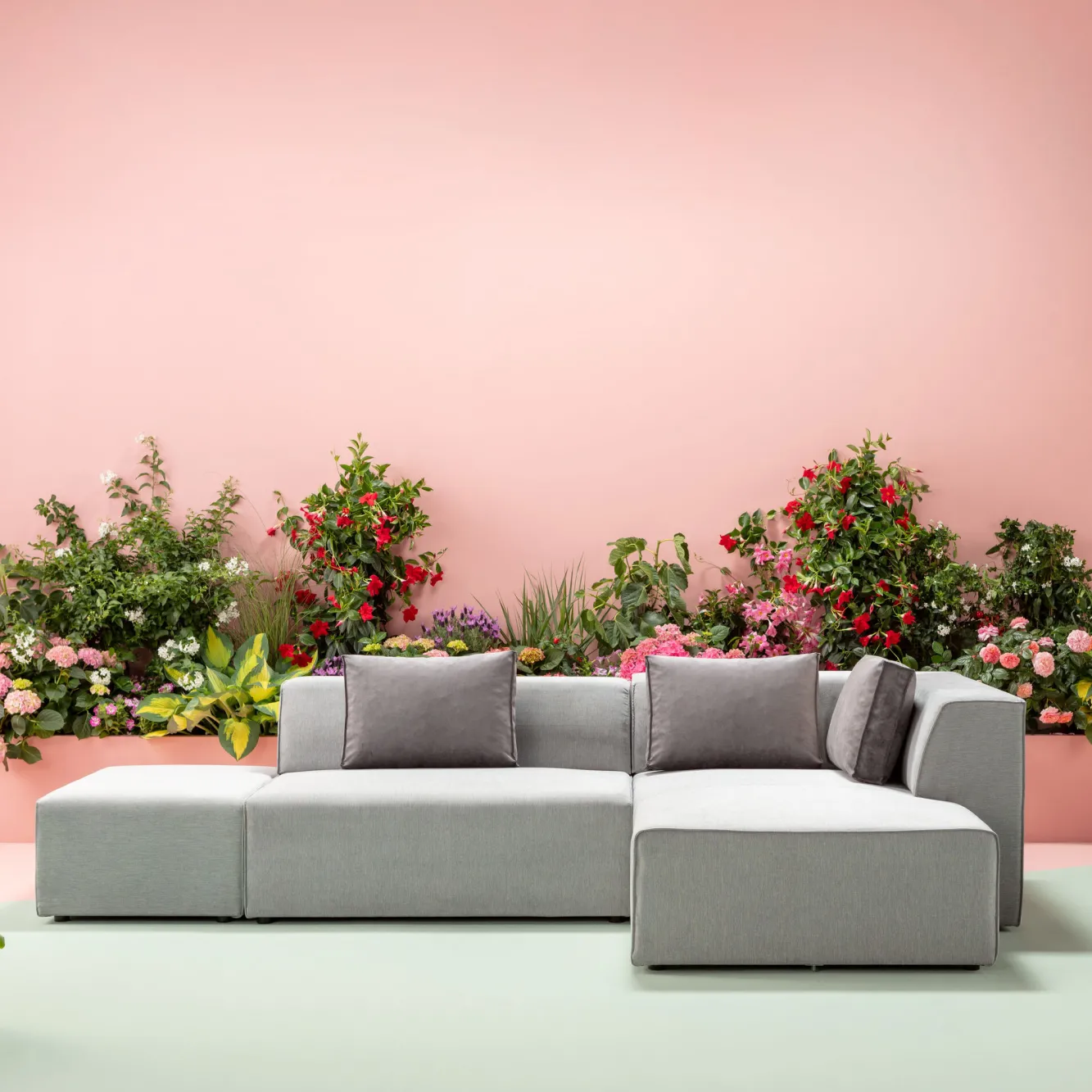 Clearance KARE Design Narożnik Infinity szary 302x182 cm prawostronny - KARE