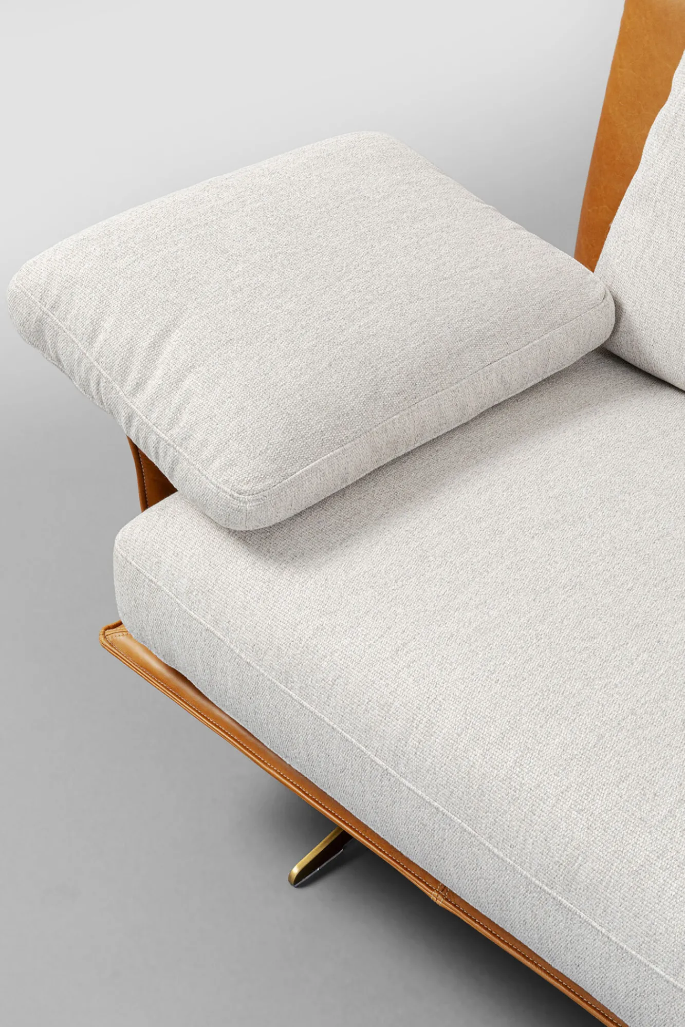 New KARE Design Narożnik nowoczesny lewy tkanina szara lniana i skóra semianilinowa 333x169 cm - KARE