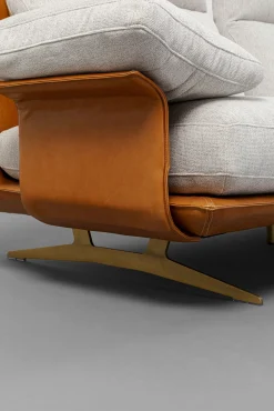 New KARE Design Narożnik nowoczesny lewy tkanina szara lniana i skóra semianilinowa 333x169 cm - KARE