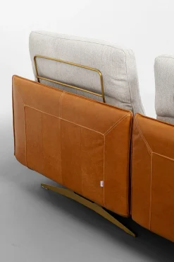 New KARE Design Narożnik nowoczesny lewy tkanina szara lniana i skóra semianilinowa 333x169 cm - KARE