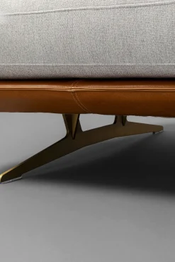 New KARE Design Narożnik nowoczesny lewy tkanina szara lniana i skóra semianilinowa 333x169 cm - KARE