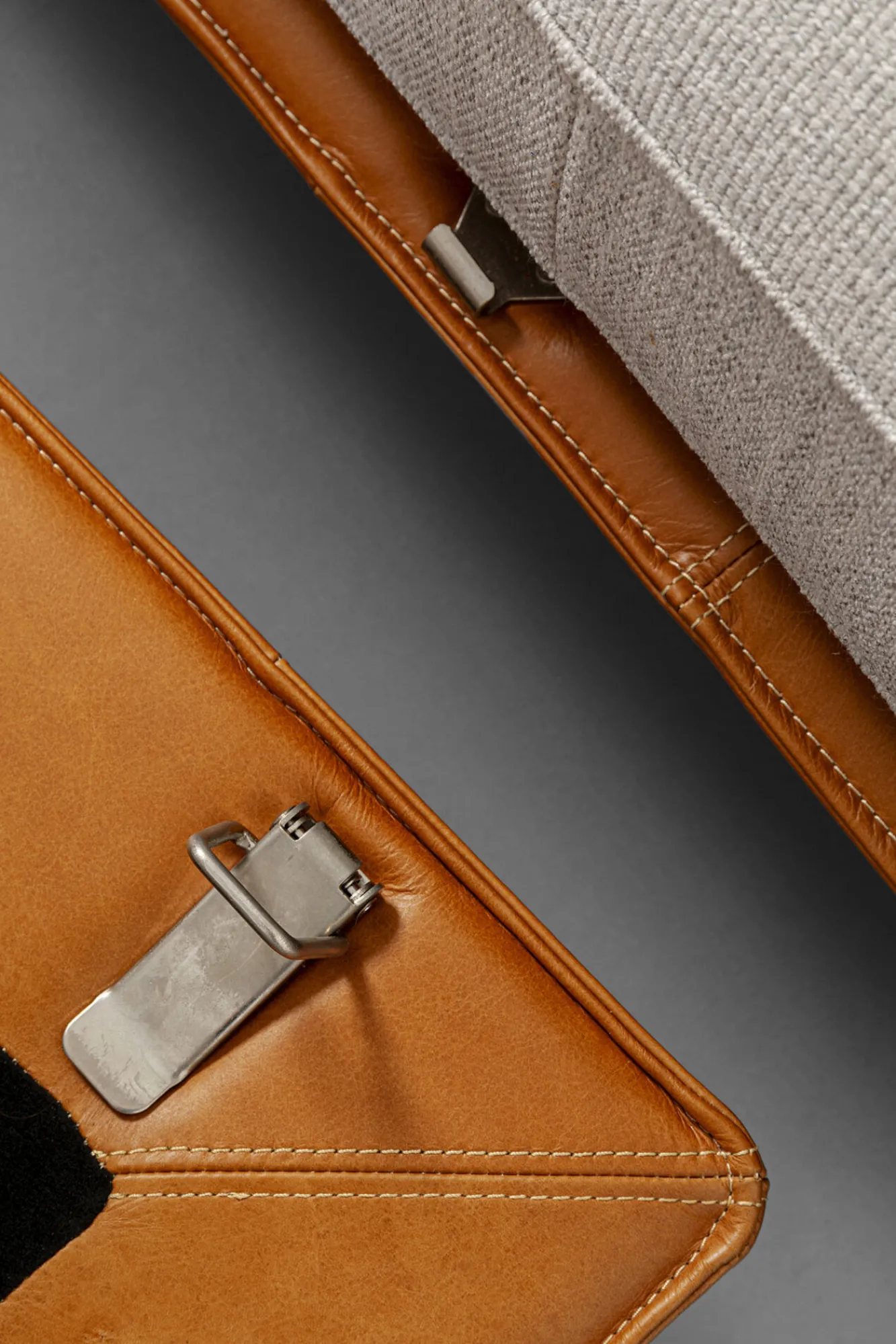 New KARE Design Narożnik nowoczesny lewy tkanina szara lniana i skóra semianilinowa 333x169 cm - KARE