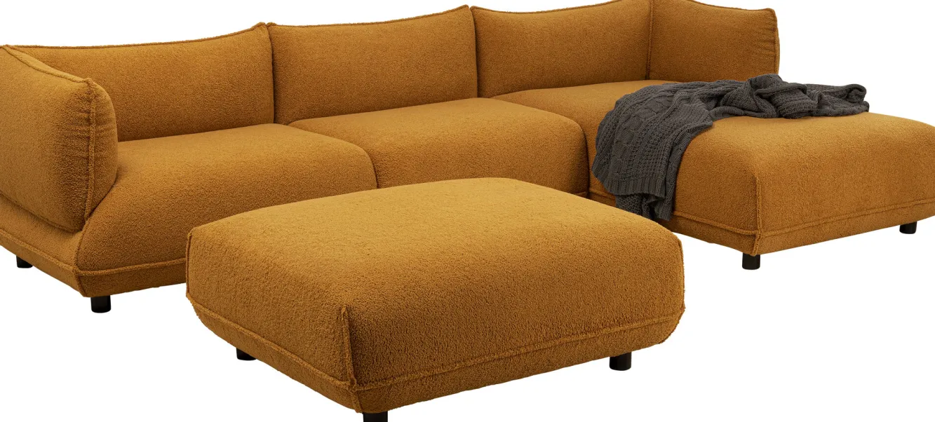 Best KARE Design Narożnik prawy w kolorze żółtym tkanina pluszowa 302x160 cm - KARE