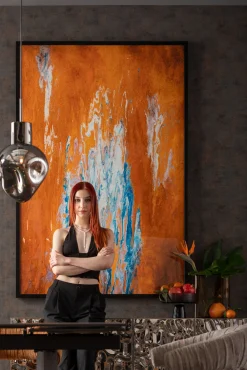 Outlet KARE Design Obraz abstrakcyjny do salonu pomarańczowy duży 120x180 cm - KARE