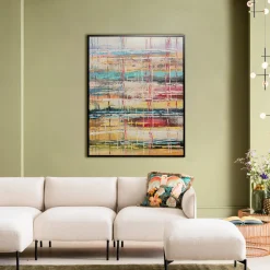 Discount KARE Design Obraz abstrakcyjny kolorowy z czarną ramą 80x100 cm - KARE