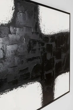 Fashion KARE Design Obraz czarno-biały abstrakcja farby akrylowe 120x90 cm - KARE