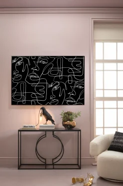 Hot KARE Design Obraz czarno-biały twarze abstrakcyjne rama z aluminium 150x100 cm - KARE